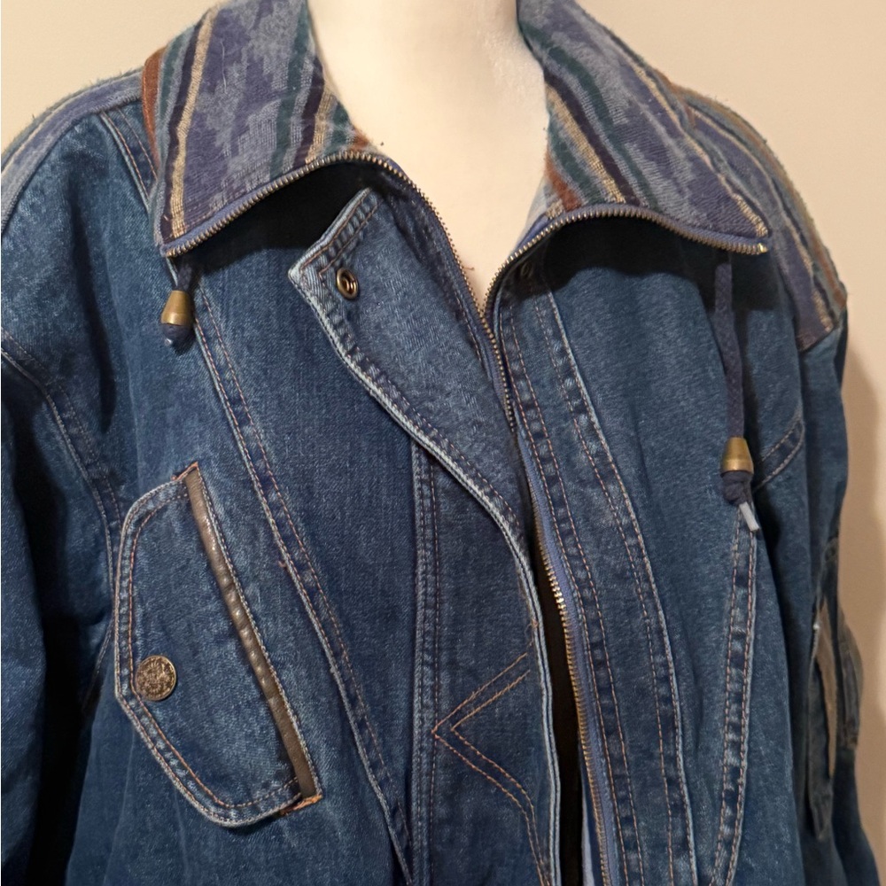 Vintage Current Seen Men’s Western Aztec Irreversible Denim Coat - Picture 8 of 12